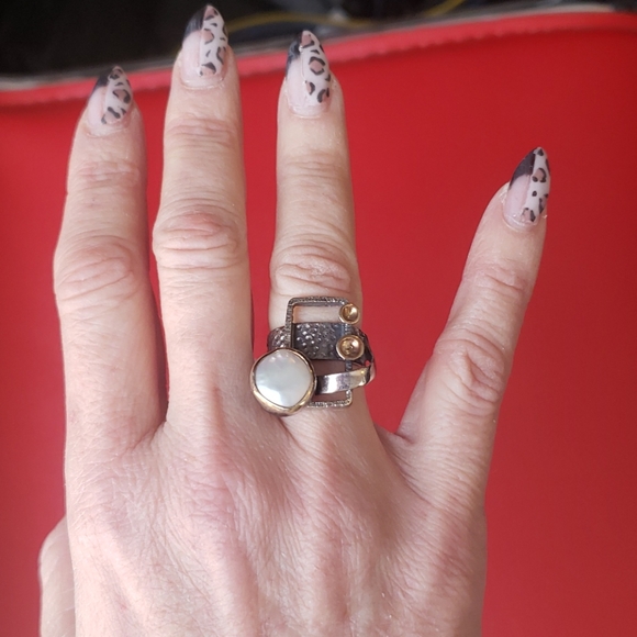 Silver 925 pearl ring - Picture 2 of 5